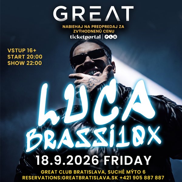 LUCA BRASSI10X LIVE V GREAT CLUB BRATISLAVA